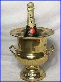 1 Vintage Français Louis XVI Style Doré Plat Argent Champagne Glace Cooler Vase