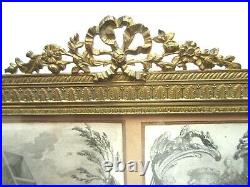 1 a 5, Cadre rect. Style Empire, sculpté de palmettes et fronton Noeud Louis XVI