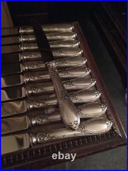 11 Couteaux de Table Style Louis XVI Orfèvrerie Félix Frères Métal Argenté