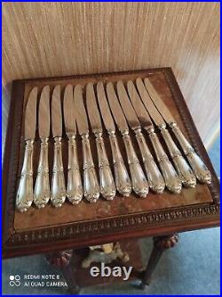 12 Couteaux à Entremets Orfèvrerie SFAM Style Louis XVI