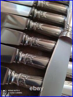 12 Couteaux de Table Style Louis XVI Métal Argenté