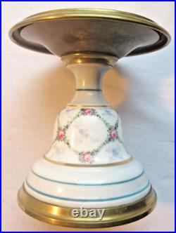 2 supports de lampe à pétrole, laiton et porcelaine de Paris style Louis XVI