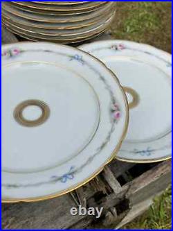 21 Assiettes plates Porcelaine de Paris, Vieux Paris Style Louis XVI 21.6 Ø