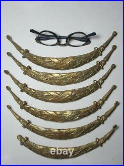 6 bronzes dorés d'ameublement anciens de style Louis XVI, guirlandes de lauriers