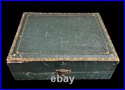 A. Debain Coffret 4 Salerons Cristal+argent Minerve+pelles Style Louis XVI Xixème