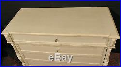 ANCIENNE COMMODE STYLE LOUIS XVI en bois patiné blanc Shabby 5 tiroirs