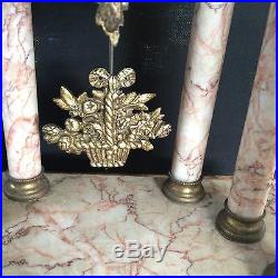Adorable Pendule Marbre Rose Et Ses Cassolettes Style Louis XVI