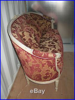 Ancien Canapé Corbeille De Style Louis XVI En Bois Peint