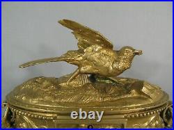 Ancien Coffret A Bijoux En Bronze Style Louis XVI Décor Oiseau Signé Moigniez
