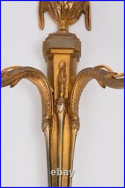Ancien Paire D'applique De Style Louis XVI En Bronze Deux Bras