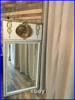 Ancien Trumeau Style Louis XVI bois doré et Scéne galante miroir au mercure