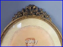 Ancien cadre bronze/laiton doré style Louis XVI, + verre, 25,5x18,5 cm. Bon état
