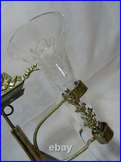 Ancien cadre photo laiton style Louis XVI avec porte fleur verre fin XIXéme