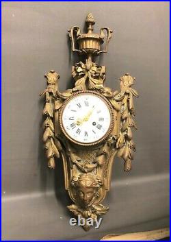 Ancien cartel d'applique en bronze 19 eme Style Louis XVI Pendule Horloge XIX e