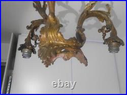 Ancien lustre chandelier en bronze massif style louis XV ou XVI style rocaille
