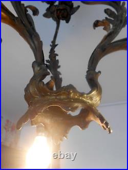Ancien lustre chandelier en bronze massif style louis XV ou XVI style rocaille