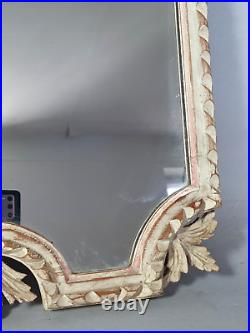 Ancien miroir bois sculpté cérusé décor colombes style Louis XVI 85x53 cm SB572