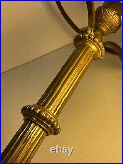 Ancienne Lampe Bronze Doré 60 CM Style Louis XVI Globe Opaline Blanche. Bateau