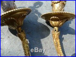 Ancienne Paire Appliques 2 Bras Bronze Style Louis XVI 1ere Moitie XX Siecle