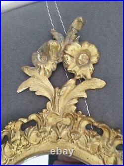 Ancienne Paire D'appliques À Fond De Miroir Bronze Doré Style Rocaille