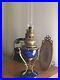 Ancienne lampe à pétrole Athénienne style Louis XVI bleu de Sèvres Moucheté
