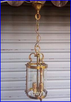 Ancienne lanterne cylindrique en bronze de style Louis XVI en état de marche