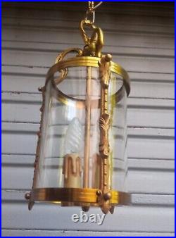 Ancienne lanterne cylindrique en bronze de style Louis XVI en état de marche