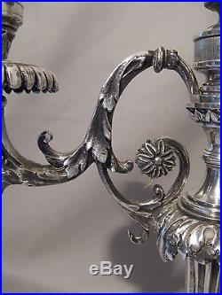 Ancienne paire de candélabres style Louis XVI métal argenté époque XIX siècle