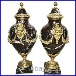 Antique A pair of French Louis XVI Style Bronze and marble candlesticks, 19th ce
