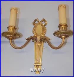 - BELLE & ANCIENNE PAIRE D'APPLIQUES STYLE LOUIS XVI en BRONZE DECO LUMINAIRE D