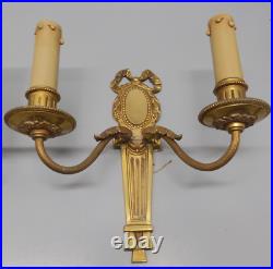 - BELLE & ANCIENNE PAIRE D'APPLIQUES STYLE LOUIS XVI en BRONZE DECO LUMINAIRE D