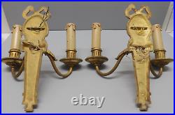 - BELLE & ANCIENNE PAIRE D'APPLIQUES STYLE LOUIS XVI en BRONZE DECO LUMINAIRE D