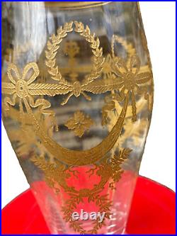 Baccarat Vase époque Napoleon III Style Louis XVI, XIXe Dorure, Verre Gravé