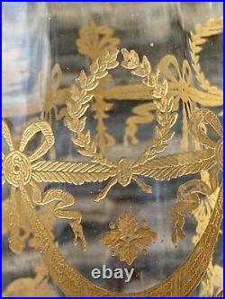 Baccarat Vase époque Napoleon III Style Louis XVI, XIXe Dorure, Verre Gravé
