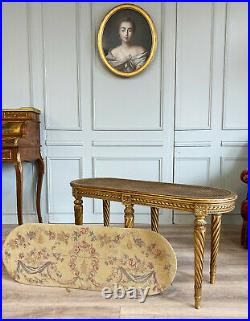 Banquette De Piano D'époque Napoléon III En Bois Doré De Style Louis XVI