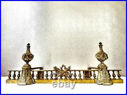 Barre De Foyer, Devanture De Cheminée Xixeme, Bronze Et Laiton, Style Louis XVI