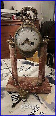 Belle Pendule 4 Colonnes Marbre Et Bronze Style Louis XVI XIXÈME Clock Pendulum