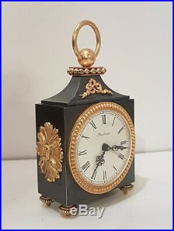 Belle Pendulette Hour Lavigne style Louis XVI Bleu nuit Pendule bronze
