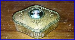Belle boite à bijoux ancienne bronze et portrait miniature style Louis XVI XIX è