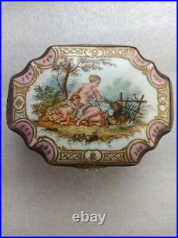 Belle boite porcelaine Samson style Meissen 18 ème, Vénus et cupidon 19 ème
