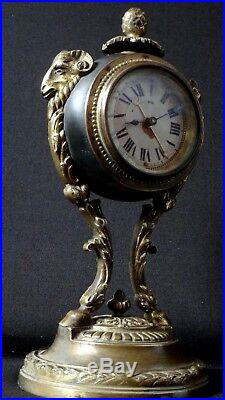 Belle pendulette style Louis XVI bronze bélier pendule Old clock XIX
