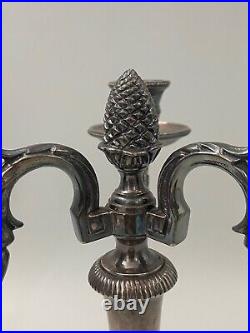 Bougeoir En Bronze Argente Trois Feux Style Louis XVI Xxe Chrysalia C4232