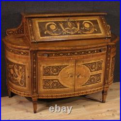 Bureau de pente marqueté meuble style ancien Louis XVI buffet 20ème siècle