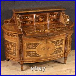 Bureau de pente marqueté meuble style ancien Louis XVI buffet 20ème siècle