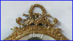 CADRE OVALE BRONZE CISELE DORE SOUS VERRE XIXè STYLE LOUIS XVI