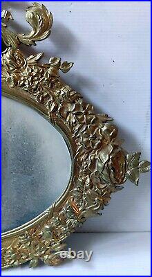 CADRE OVALE BRONZE CISELE DORE SOUS VERRE XIXè STYLE LOUIS XVI