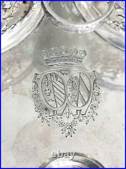 Cabaret à liqueurs de style Louis XVI en argent et verre taillé barons Hottinger