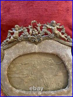 Cadre Style Louis XVI miniature bronze laiton putti ange