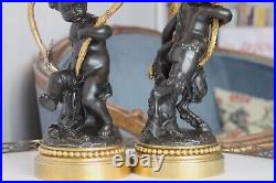 Candélabres en bronze doré style Louis XVI d'après Clodion XIXe