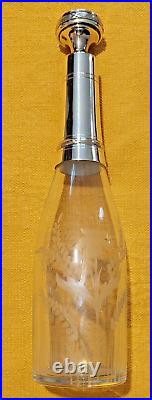 Carafe à liqueur cristal et argent fin XIX° style Louis XVI° h. 24cm / diam. 6cm